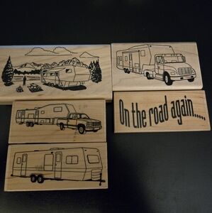 NWT Wooden Stamps Set with Camper Designs